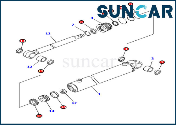 kopen Van de Verbindingsuitrusting 707-98-14740 van de schommelingscilinder het Graafwerktuig Service Kit For Komatsu pc20mr-1 pc20mrx-1 pc20r-8 online manufacture