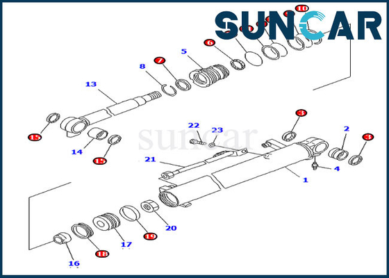 kopen Pc20r-8 van de Binnenstee gedeelten 707-98-14890 de Hydraulische Verbinding van KOMATSU Uitrusting van Kit Excavator Boom Cylinder Service online manufacture