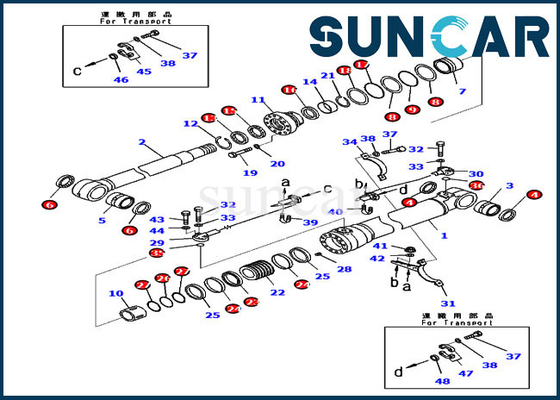 kopen 707-99-48740 7079948740 droeg de Hydraulische Verbindingsreparatie Kit Fits Komatsu pc210lc-10 Cilinder 90MM Staaf 130MM online manufacture