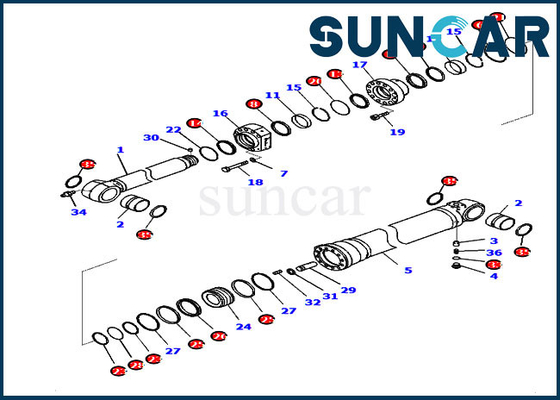 kopen Van de het Wapencilinder van PC210LCI-11 D375AI-8E0 721-98-02330 KOMATSU de Verbinding Kit Hydraulic Service Kit Parts online manufacture