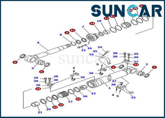 kopen Van de Pasvormenkomatsu van Kit Hydraulic Cylinder 707-99-58260 van de boomverbinding Zwaar Materiaal pc220-6 PC250LC-6L online manufacture