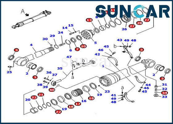 kopen Van de het Wapencilinder van KOMATSU de Verbindingsuitrusting 707-98-58240 7079858240 voor pc220lc-8 PC240LC-8K Graafwerktuig Sealing Parts online manufacture