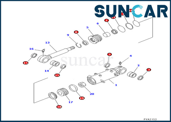 kopen KOMATSU 707-98-24570 7079824570 Bladcilinder die Kit Fits pc25-1 pc25r-1 pc30-7 verzegelen online manufacture