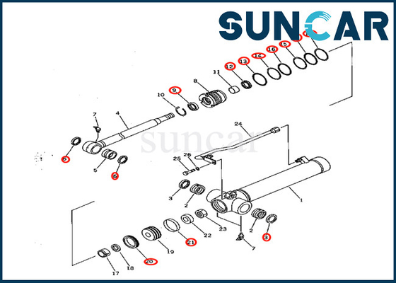 kopen 7079822080 707-98-22080 de Reparatieverbinding Kit Komatsu Fits pc28ud-2 pc28ug-2 pc28uu-2 van de Wapencilinder online manufacture