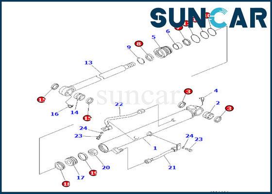 kopen 707-98-14260 de Dienst Kit Komatsu For pc30r-8 van de 7079814260 Emmercilinder de Vervangingsuitrusting van de Emmercilinder online manufacture