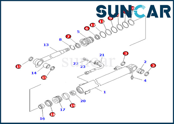 kopen 707-98-24281 7079824281 Boomcilinder die Kit Komatsu For verzegelen pc35mr-1 PC35MRX-1A-de Dienstuitrusting van de Boomcilinder online manufacture