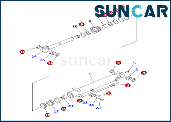 kopen De Cilinder Verzegelende Uitrusting 707-98-13220 7079813220 Pasvormen pc35mr-3 pc35mr-2 van de bladhoek van KOMATSU online manufacture