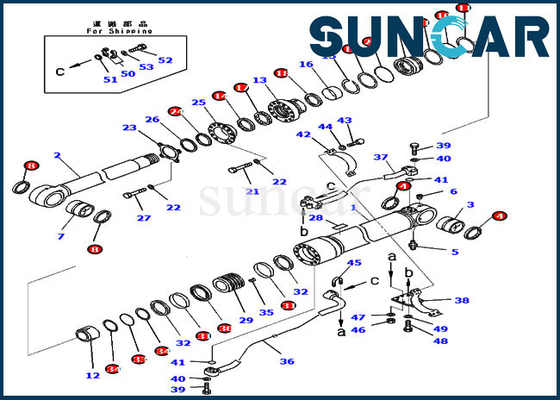 kopen Pc300-8 van de de Boomcilinder van KOMATSU 707-99-59362 de Reparatieuitrusting 7079959362 Hydraulische de Verbindingsuitrusting van de Vervangingsolie online manufacture