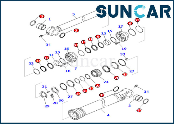kopen Van de de Emmercilinder van KOMATSU van de de Verbindingsreparatie Uitrusting 721-98-01990 7219801990 voor PC360LCI-11 D375AI-8E0 PC390LCI-11 online manufacture