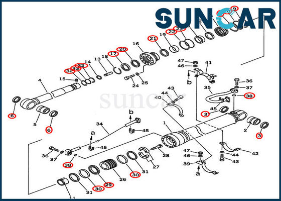 kopen Wapen Verzegelende Uitrusting 707-99-69505 de Hydraulische Uitrustingen van de Cilinderreparatie voor Op zwaar werk berekende Boom KOMATSU PC400-6C online manufacture
