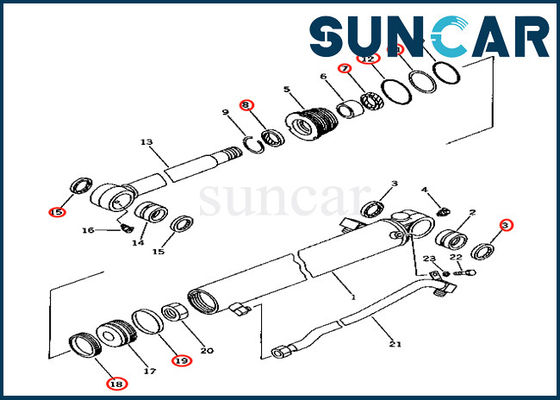 kopen Verzegelende Uitrusting 707-98-24210 7079824210 Pasvormen pc40-7 pc40t-7 pc40r-7 van de emmercilinder van KOMATSU online manufacture