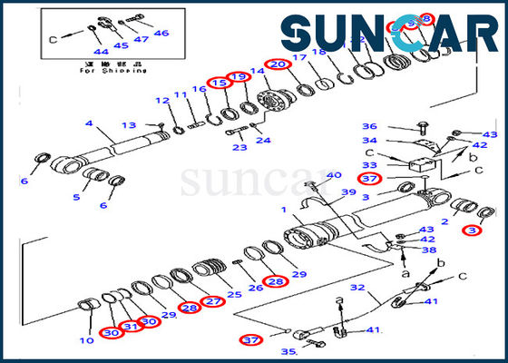 kopen 707-99-69710 7079969710 Verbinding Kit For pc400-7 pc400lc-7 Versie de Overzee van KOMATSU van de pc450-7 Wapencilinder online manufacture