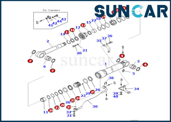 kopen KOMATSU 721-98-00130 van de Verbindingskit fits PC490LC-11 PC490LCI-11 van de 7219800130 Boomcilinder van de de Boomcilinder de Verzegelende Uitrusting online manufacture