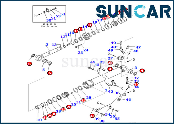 kopen De Verbindingsuitrusting 721-98-00140 van de wapencilinder 7219800140 Wapencilinder die Kit Komatsu For PC490LC-11 PC490-11 verzegelen online manufacture