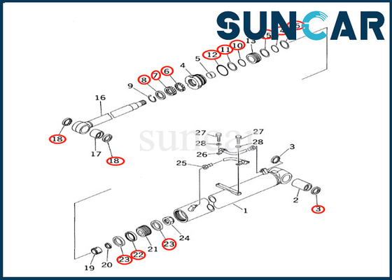 kopen De Reparatieuitrusting 7079936630 707-99-36630 KOMATSU pc60-7 van de boomcilinder PC60-7S-de Verzegelende Uitrusting van de Boomcilinder online manufacture