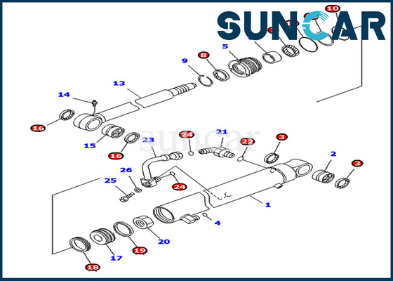 kopen KOMATSU 707-98-32520 de Reparatieverbinding Kit For Excavator Inner Parts van de 7079832520 Bladcilinder pc40mr-1 pc45mr-1 online manufacture