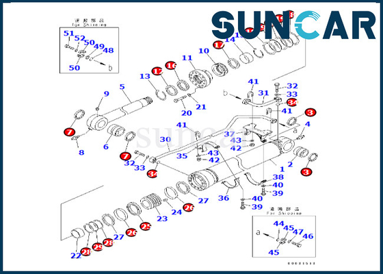 kopen De Verbindingsuitrusting 707-99-69790 7079969790 van de emmercilinder voor pc600-8 van de de Emmercilinder van PC600-8R KOMATSU Verzegelende Uitrusting online manufacture