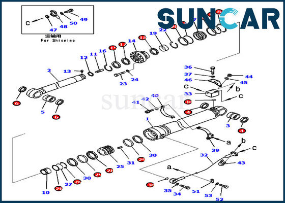 kopen 7079969460 Graafwerktuig Parts pc450-8 pc430-8 KOMATSU 707-99-69460 de Verbinding Kit Service Kits van de Wapencilinder online manufacture