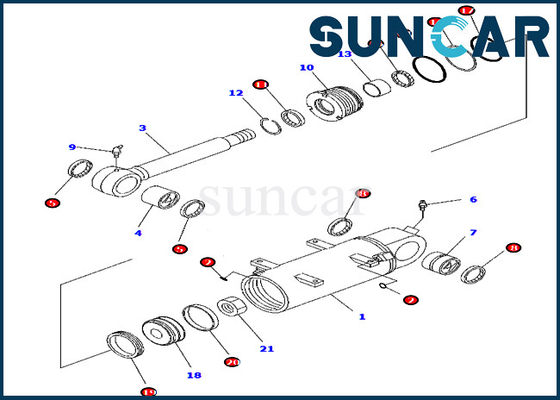 kopen Van de de Cilinderreparatie van KOMATSU de Verbindingsuitrusting 707-98-34750 Pasvormen voor pc45mr-3 pc55mr-3 Noord-Amerika Spec. Graafwerktuig online manufacture