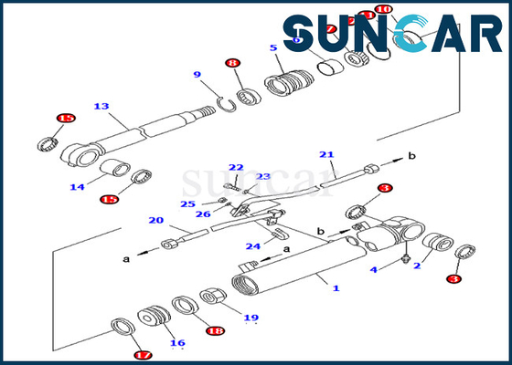 707-98-43210 de Verbinding Kit Fits Komatsu pc75ud-2 pc75uu-3 Graafwerktuig Inner Parts van de 7079843210 Boomcilinder