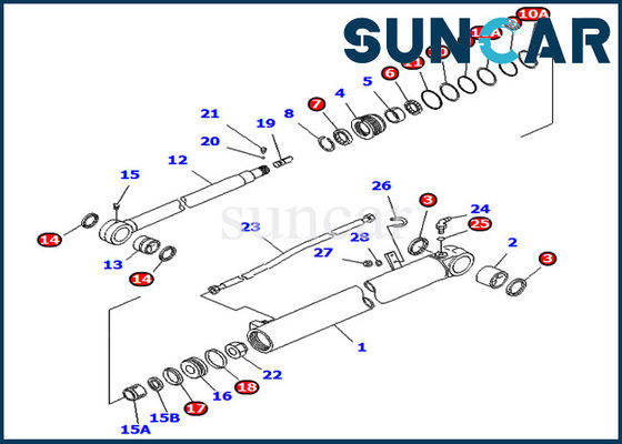 707-98-35270 de Verbindingsreparatie Kit For pc75ud-3 van de 7079835270 Wapencilinder pc75uu-3 KOMATSU Monoboom