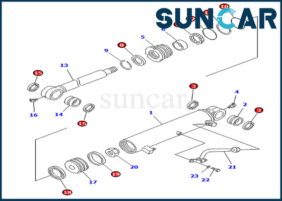 Van de Uitrustingen 707-98-34560 de 7079834560 Gecompenseerde Cilinder van de boomverbinding Dienst Kit For Komatsu Inner Parts pc75uu-2 pc75uu-3