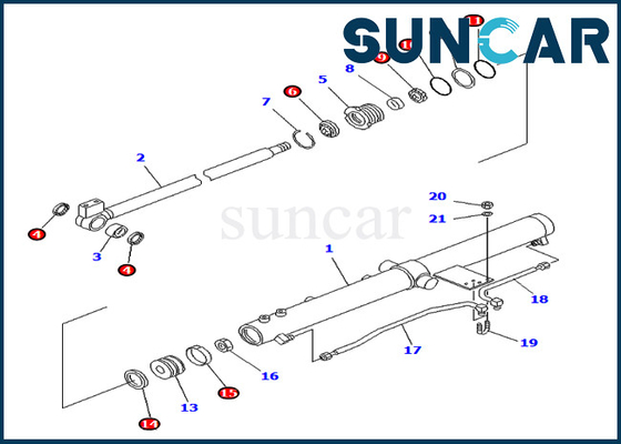 Pc75uu-2 pc75uu-3 KOMATSU 707-98-24830 de Uitrusting van de de Reparatieverbinding van 7079824830 Graafwerktuigslide arm cylinder