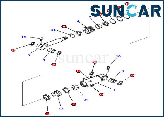 De dienstuitrustingen 721-98-00700 de Olieverbinding Kit For van de 7219800700 Bladcilinder pc78us-10 Binnenstee gedeelten van KOMATSU