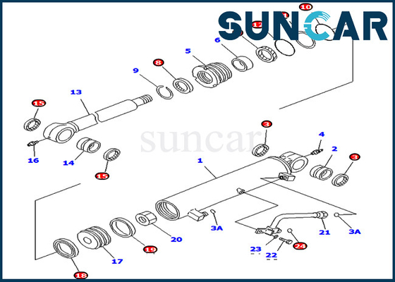 707-98-34700 compenseerde Boom 7079834700 de Cilinderdienst Kit Fits For Komatsu pc78uu-6 pc78uu-8 Binnenstee gedeelten