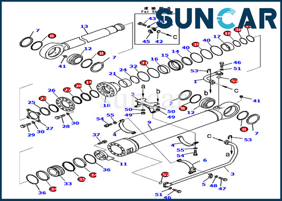 De Reparatieverbinding Kit Hydraulic Cylinder van emmer Verzegelende Uitrusting 721-98-01590 7219801590 PC800SE-8E0 KOMATSU