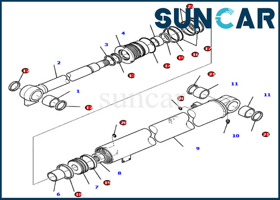 Uitrusting 707-98-36730 van de boomverbinding 7079836730 de Uitrustingenpasvormen van de Cilinderreparatie voor Graafwerktuig Komatsu pc80mr-3 pc80mr-5