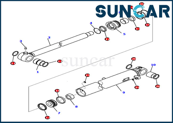 KOMATSU pc80mr-3 pc80mr-5 707-98-26980 de Olieverbinding Kit Excavator Service Parts van de 7079826980 Emmercilinder