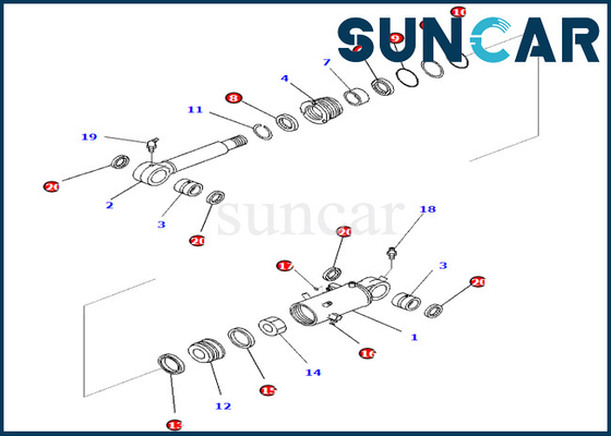 De Verbindingsuitrusting 707-98-42720 7079842720 van de bladcilinder voor pc88mr-10 Graafwerktuig Komatsu Inner Parts
