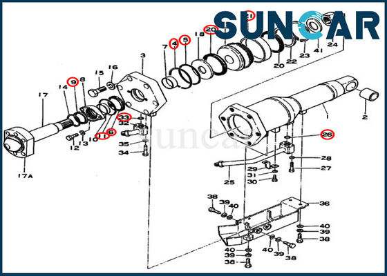 Van de het Bladschuine stand van KOMATSU 195-63-05041 Hydraulische de Cilinderverbinding Kit For d355-3 Kruippakjebulldozer