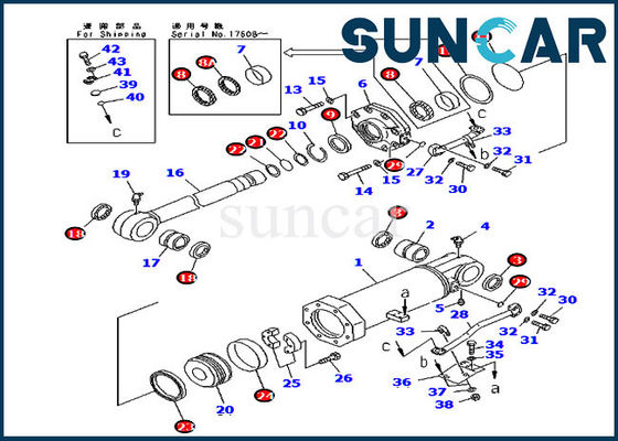 Van de de Liftcilinder van olieweerstand 707-98-74400 de Reparatieverbinding Kit For d375a-3 D375A-3A KOMATSU