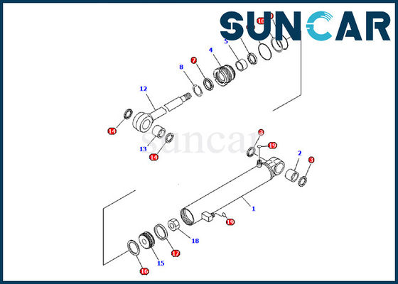 707-98-03580 van de het Wapencilinder van KOMATSU de Verbinding Kit Cylinder Repair Kit Fits pc09-1 Graafwerktuig