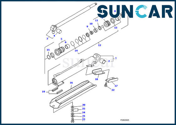 YM172186-72190 de Verbinding Kit Komatsu van de boomcilinder pc09fr-1 Reparatie van Graafwerktuighydraulic cylinder seal