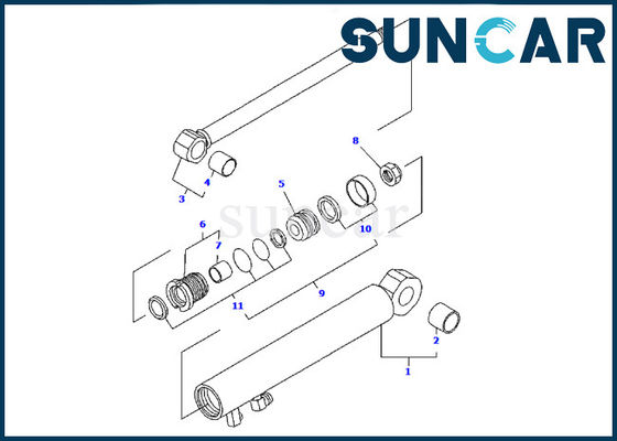 YM172186-72370 de Cilinderverbinding Kit For Komatsu pc09fr-1 Graafwerktuig Seal Repair Kit van het bladwapen