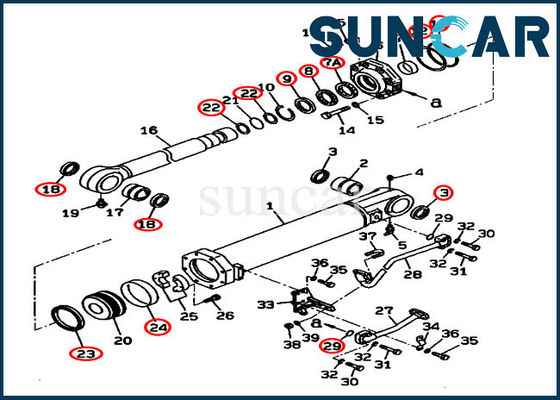 707-99-74110 7079974110 Uitrustingen van de de Cilinderverbinding van de Schulpzaagschuine stand voor de d375a-3D Bulldozer van KOMATSU