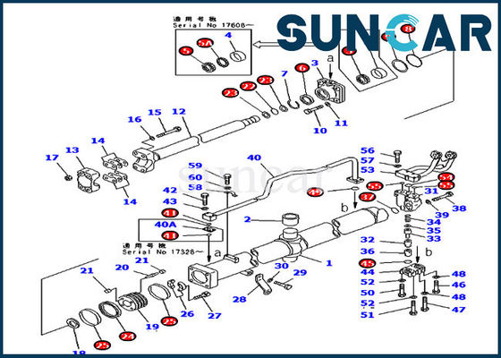 KOMATSU 707-99-56510 Uitrustingen van Kit Lift Hydraulic Cylinder Repair van de Bladdienst