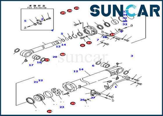 7079974520 Bladschuine stand die de Bulldozer D375A-5D verzegelen van Kit Cylinder Repair Kits For KOMATSU