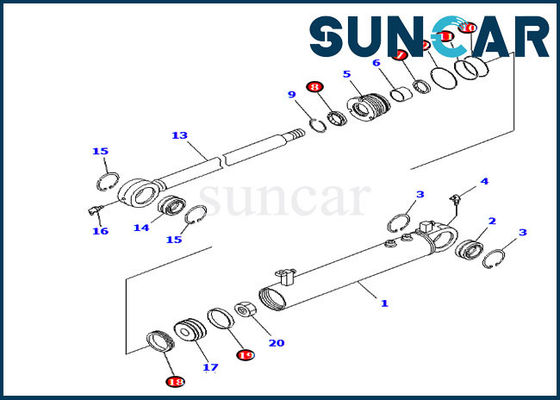 707-98-24910 van de Verbindingsuitrustingen van de hoekcilinder de Vervanging Kit Fits Komatsu D39EX-21 D39PX-21