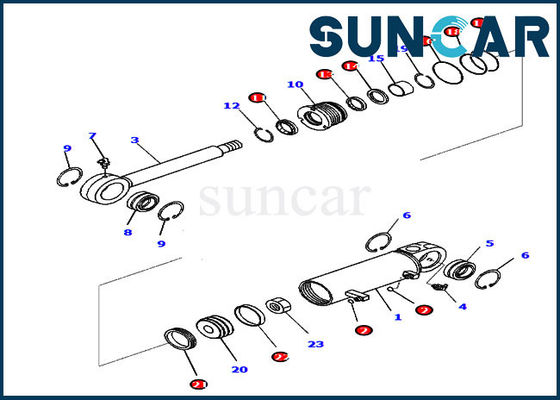 D31EX-22 Delen 707-99-24650 van KOMATSU de Bulldozerdienst Kit Tilt Cylinder Sealing Kit