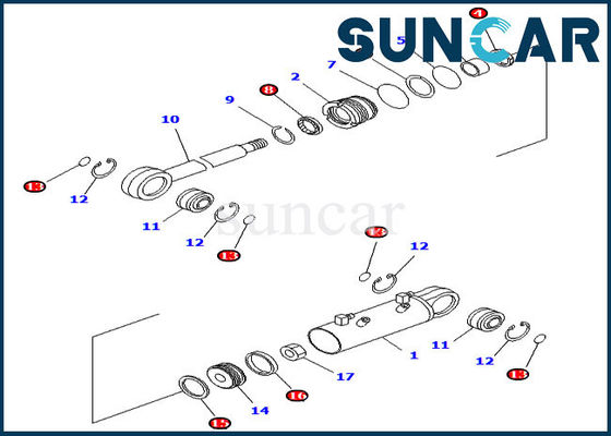 707-98-34590 van het de Uitrustingenblad van de bulldozerverbinding van de de Schuine standcilinder de Reparatie Kit For Komatsu Inner Parts