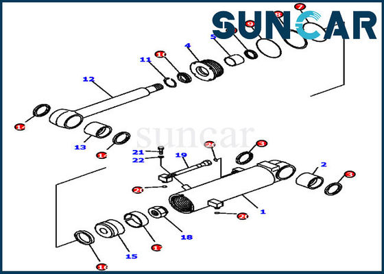D41E6T KOMATSU 7079841060 van de Verbindingsuitrustingen van de Schulpzaagolie de Cilinderreparatie Kit For Bulldozer Inner Parts