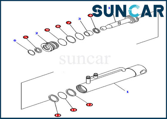 Van de de Cilinderreparatie van corrosieweerstand 707-99-11010 de Hydraulische Verbinding Kit For Komatsu d475a-3