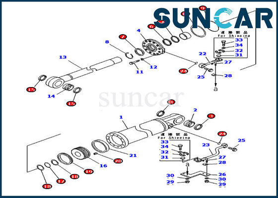 707-99-75600 de Liftcilinder Kit Fits Komatsu D475A-5A van de 7079975600 Uitrustingenschulpzaag van de Bulldozerverbinding