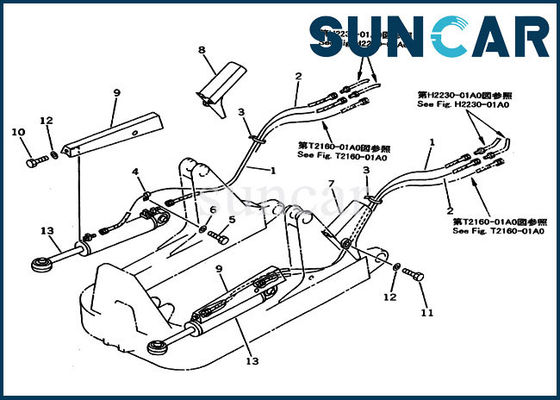 707-98-41010 van de de Cilinderverbinding van de 7079841010 Bladlift de Schuine standbulldozer van Kit For Komatsu Power Angle