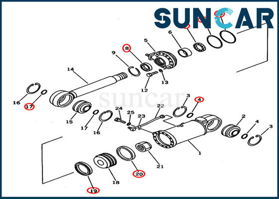 707-98-53410 de uitrustingenpasvormen D53A-18 D53P-18 KOMATSU van Kit Hydraulic Cylinder Repair van de schuine standverbinding