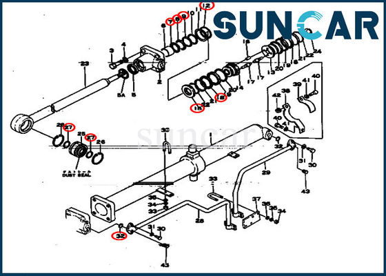 Machines die 130-63-05070 de Reparatieuitrustingen van de Cilinderverbinding voor Bulldozer KOMATSU D50P-15 verzegelen